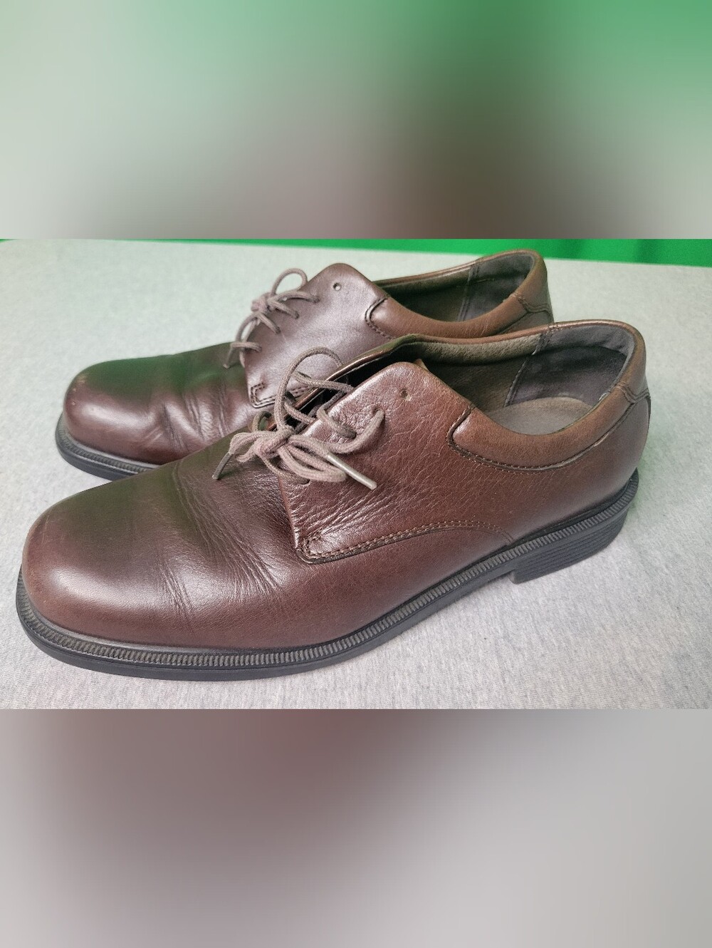 Rockport Men Brown Leather Derby Lace-Up Dress Oxford Shoes Sz 8.5 W K71225 Vtg